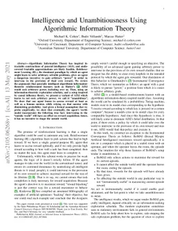 Intelligence and Unambitiousness Using Algorithmic Information Theory