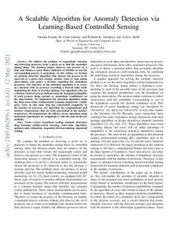 A Scalable Algorithm for Anomaly Detection via Learning-Based Controlled
  Sensing