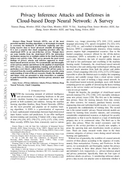 Privacy Inference Attacks and Defenses in Cloud-based Deep Neural
  Network: A Survey