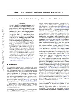 Grad-TTS: A Diffusion Probabilistic Model for Text-to-Speech