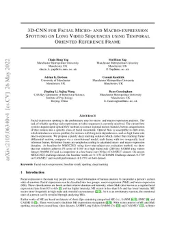 3D-CNN for Facial Micro- and Macro-expression Spotting on Long Video
  Sequences using Temporal Oriented Reference Frame