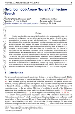 Neighborhood-Aware Neural Architecture Search