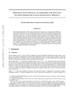 Provably Convergent Algorithms for Solving Inverse Problems Using
  Generative Models