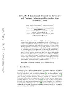 TabLeX: A Benchmark Dataset for Structure and Content Information
  Extraction from Scientific Tables