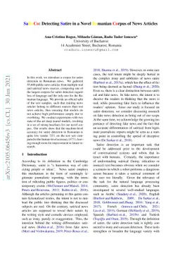SaRoCo: Detecting Satire in a Novel Romanian Corpus of News Articles