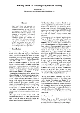 Distilling BERT for low complexity network training
