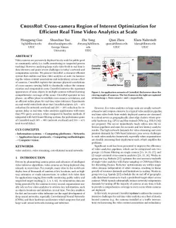 CrossRoI: Cross-camera Region of Interest Optimization for Efficient
  Real Time Video Analytics at Scale