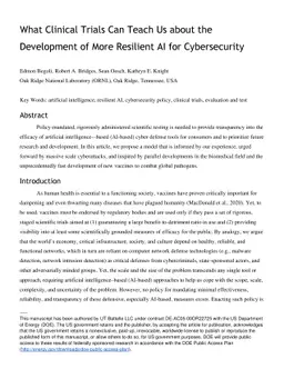 What Clinical Trials Can Teach Us about the Development of More
  Resilient AI for Cybersecurity