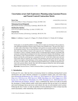 Uncertainty-aware Safe Exploratory Planning using Gaussian Process and
  Neural Control Contraction Metric