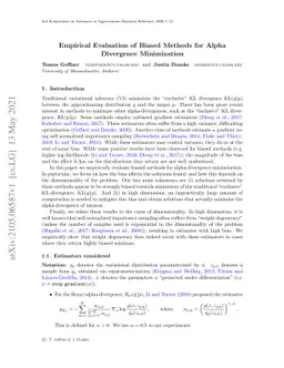 Empirical Evaluation of Biased Methods for Alpha Divergence Minimization