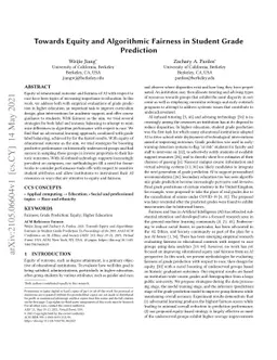 Towards Equity and Algorithmic Fairness in Student Grade Prediction