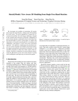 Sketch2Model: View-Aware 3D Modeling from Single Free-Hand Sketches