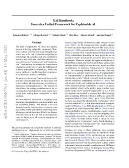 XAI Handbook: Towards a Unified Framework for Explainable AI