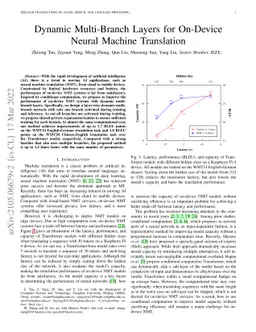 Dynamic Multi-Branch Layers for On-Device Neural Machine Translation