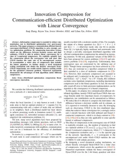 Innovation Compression for Communication-efficient Distributed
  Optimization with Linear Convergence