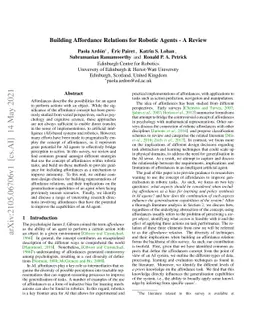 Building Affordance Relations for Robotic Agents - A Review