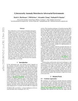 Cybersecurity Anomaly Detection in Adversarial Environments
