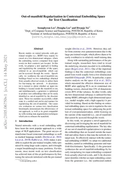 Out-of-Manifold Regularization in Contextual Embedding Space for Text
  Classification