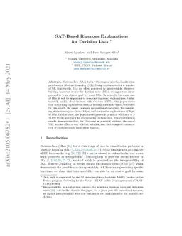 SAT-Based Rigorous Explanations for Decision Lists