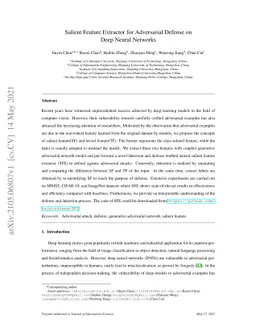 Salient Feature Extractor for Adversarial Defense on Deep Neural
  Networks