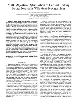 Multi-Objective Optimisation of Cortical Spiking Neural Networks With
  Genetic Algorithms