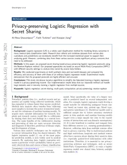 Privacy-preserving Logistic Regression with Secret Sharing