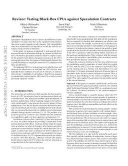 Revizor: Testing Black-box CPUs against Speculation Contracts