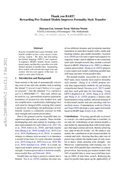 Thank you BART! Rewarding Pre-Trained Models Improves Formality Style
  Transfer