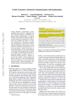 EASE: Extractive-Abstractive Summarization with Explanations
