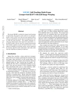 SMURF: Self-Teaching Multi-Frame Unsupervised RAFT with Full-Image
  Warping