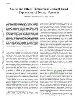 Cause and Effect: Hierarchical Concept-based Explanation of Neural
  Networks