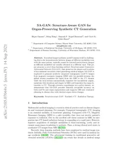 SA-GAN: Structure-Aware GAN for Organ-Preserving Synthetic CT Generation