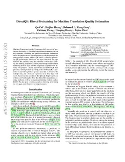 DirectQE: Direct Pretraining for Machine Translation Quality Estimation
