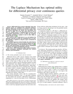 The Laplace Mechanism has optimal utility for differential privacy over
  continuous queries