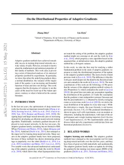 On the Distributional Properties of Adaptive Gradients