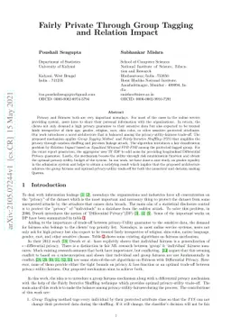 Fairly Private Through Group Tagging and Relation Impact