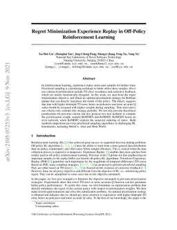 Regret Minimization Experience Replay in Off-Policy Reinforcement
  Learning