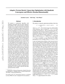 Adaptive Newton Sketch: Linear-time Optimization with Quadratic
  Convergence and Effective Hessian Dimensionality
