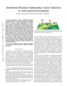 Distributed Resilient Submodular Action Selection in Adversarial
  Environments