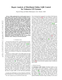 Regret Analysis of Distributed Online LQR Control for Unknown LTI
  Systems