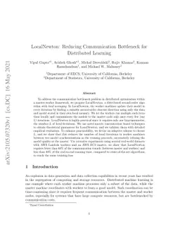 LocalNewton: Reducing Communication Bottleneck for Distributed Learning