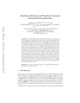 Real-time Detection of Practical Universal Adversarial Perturbations