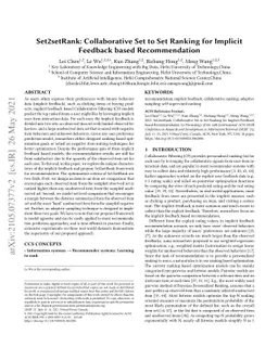 Set2setRank: Collaborative Set to Set Ranking for Implicit Feedback
  based Recommendation