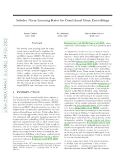 Sobolev Norm Learning Rates for Conditional Mean Embeddings