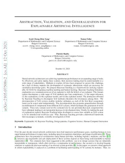 Abstraction, Validation, and Generalization for Explainable Artificial
  Intelligence