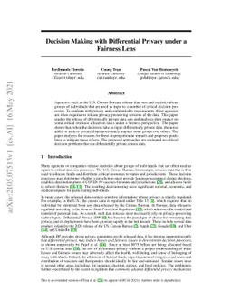 Decision Making with Differential Privacy under a Fairness Lens