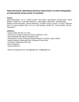 Deep learning for detecting pulmonary tuberculosis via chest
  radiography: an international study across 10 countries