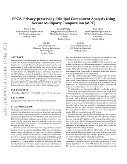 PPCA: Privacy-preserving Principal Component Analysis Using Secure
  Multiparty Computation(MPC)