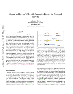 Shared and Private VAEs with Generative Replay for Continual Learning