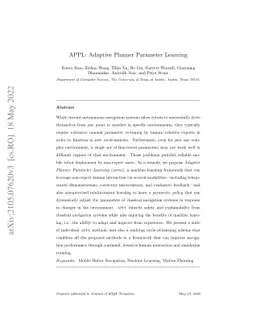 APPL: Adaptive Planner Parameter Learning